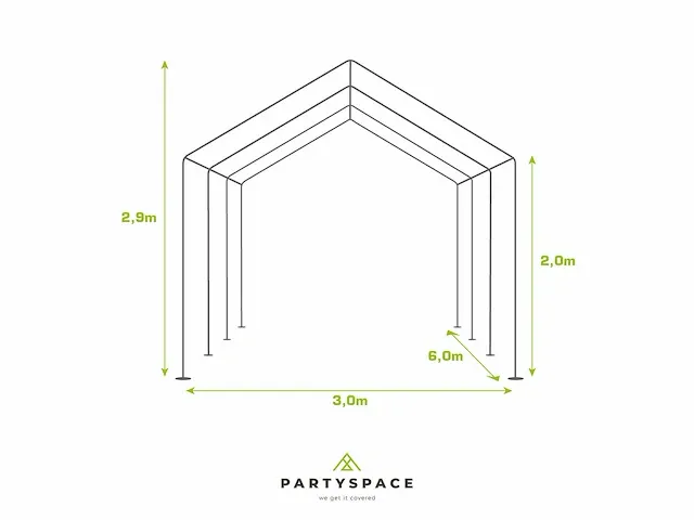 1 x pvc partytent 3 x 6 m - wit - afbeelding 6 van  13