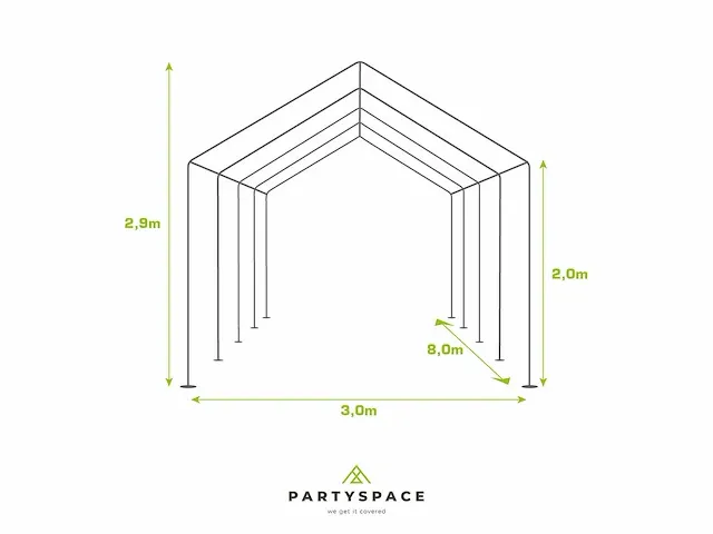 1 x pvc partytent 3 x 8 m - antraciet - afbeelding 6 van  13