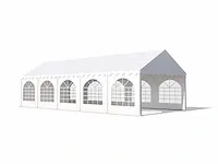 1 x pvc partytent 4 x 10 m - wit - inclusief grondframe - afbeelding 1 van  12