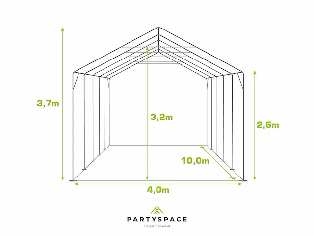 1 x pvc partytent 4 x 10 m - wit - inclusief grondframe - afbeelding 5 van  12