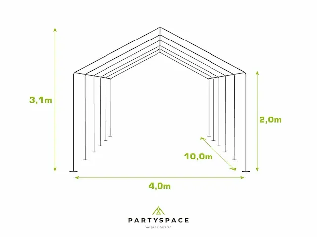 1 x pvc partytent 4 x 10 m - wit - afbeelding 6 van  13