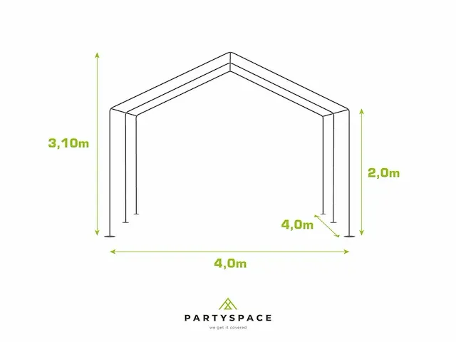 1 x pvc partytent 4 x 4 m - wit/antraciet - afbeelding 6 van  13