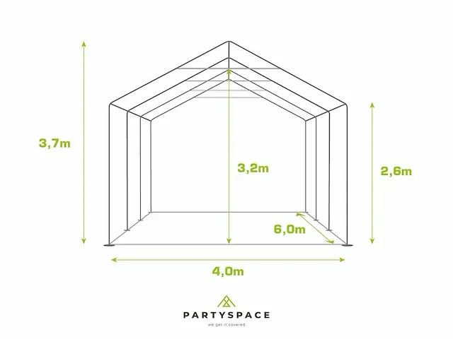 1 x pvc partytent 4 x 6 m - wit - inclusief grondframe - afbeelding 5 van  12