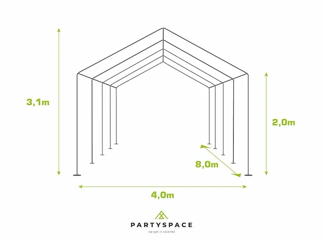 1 x pvc partytent 4 x 8 m - antraciet - afbeelding 6 van  13