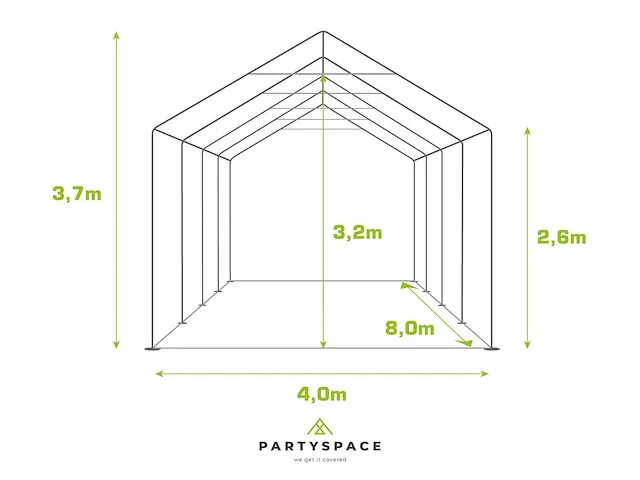 1 x pvc partytent 4 x 8 m - wit - inclusief grondframe - afbeelding 5 van  12