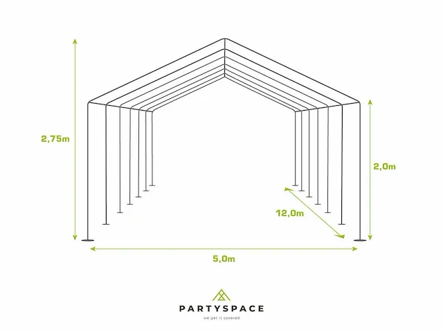 1 x pvc partytent 5 x 12 m - wit - afbeelding 6 van  13