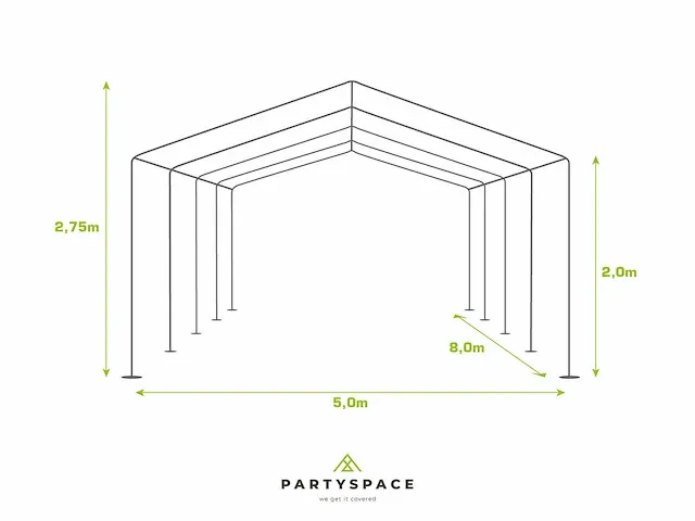 1 x pvc partytent 5 x 8 m - wit - afbeelding 6 van  13