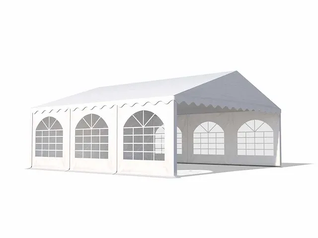 1 x pvc partytent 6 x 6 m - wit - inclusief grondframe - afbeelding 1 van  12