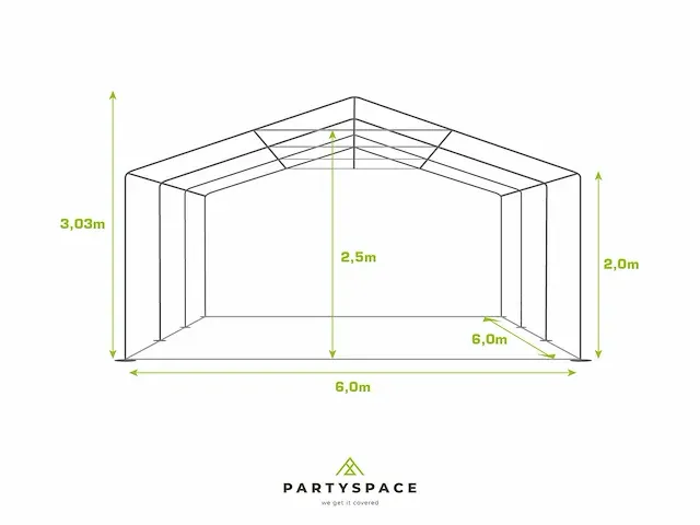 1 x pvc partytent 6 x 6 m - wit/desert sand - afbeelding 6 van  13