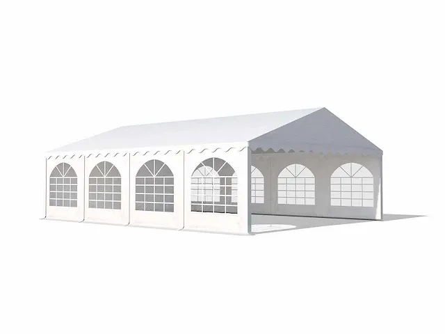 1 x pvc partytent 6 x 8 m - wit - inclusief grondframe - afbeelding 1 van  12