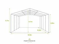 1 x pvc partytent 6 x 8 m - wit - inclusief grondframe - afbeelding 5 van  12