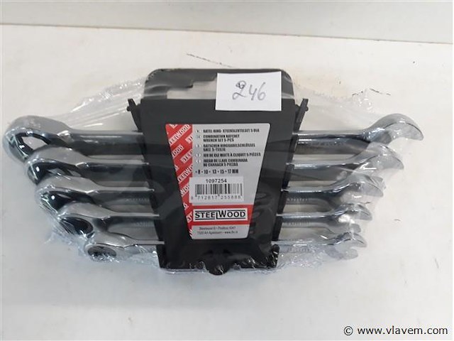 1 x ring-ratel steeksleutel 5 delig - afbeelding 1 van  2