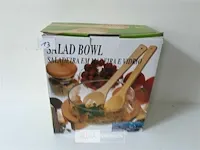1 x salade of pasta bowl in houten kader met lepels - afbeelding 1 van  2
