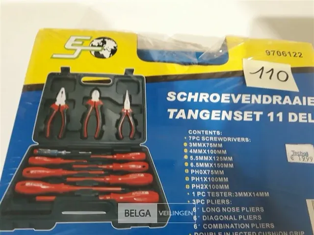 1 x schroevendraaier tangenset 11 delig in pvc koffer - afbeelding 3 van  3