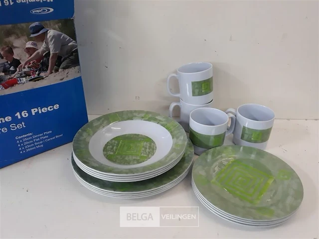 1 x servies set uit melamine 16 delig - afbeelding 3 van  3