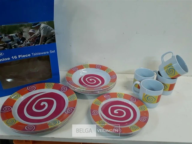1 x servies set uit melamine 16 delig - afbeelding 3 van  3