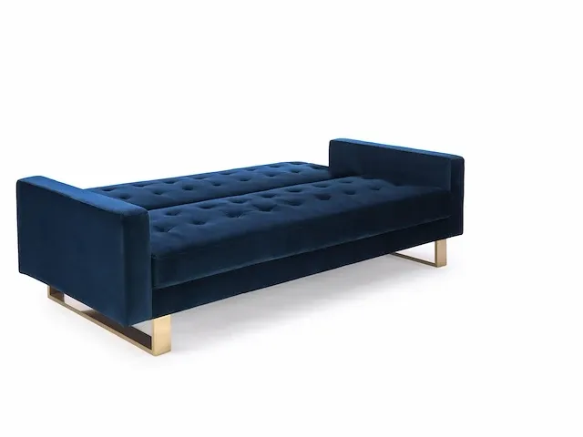 1 x slaapbank fluweel blauw - afbeelding 1 van  3