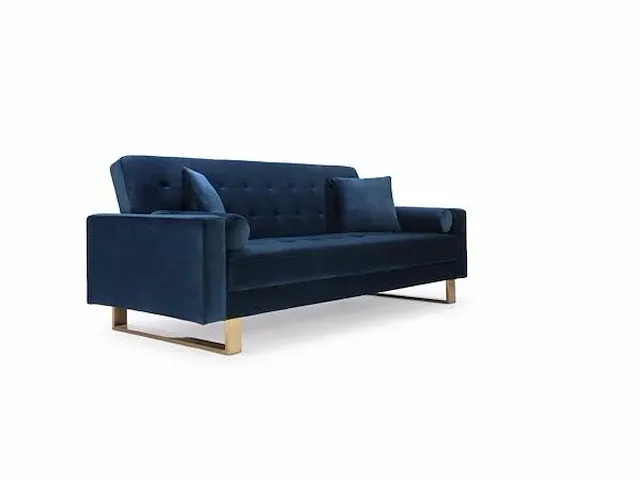 1 x slaapbank fluweel blauw - afbeelding 2 van  3