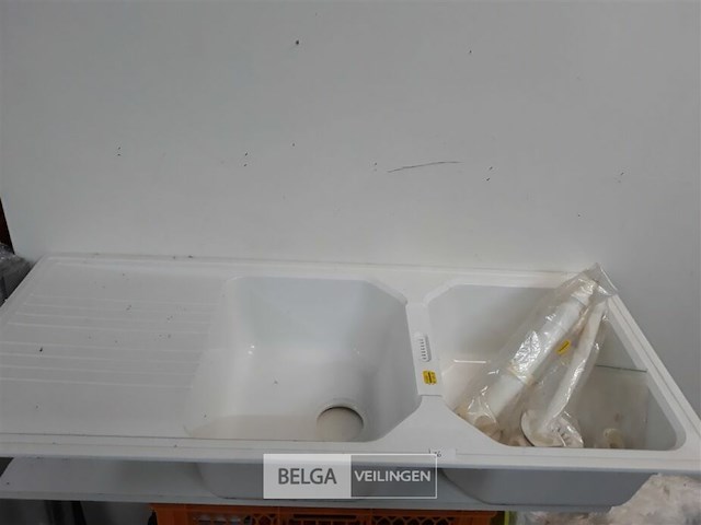 1 x spoelbak pvc dubbel met sifon - afbeelding 1 van  3