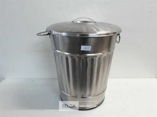 1 x stalen vuilbak met deksel - afbeelding 1 van  3