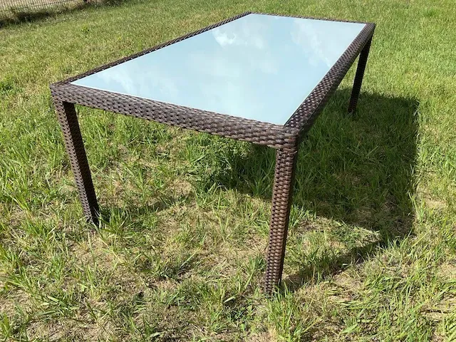 1 x tafel l-123 rotan met glas - afbeelding 2 van  5