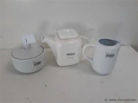 1 x theepot + suikerpot + melkkan hotel porselein