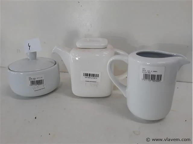 1 x theepot + suikerpot + melkkan hotel porselein - afbeelding 2 van  2