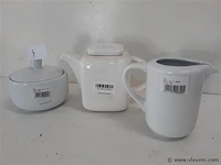 1 x theepot + suikerpot + melkkan hotel porselein - afbeelding 2 van  2