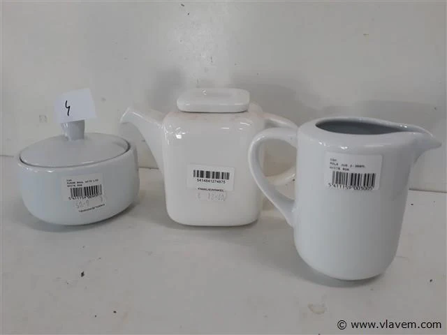 1 x theepot + suikerpot + melkkan hotel porselein - afbeelding 2 van  2