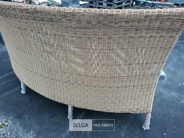 1 x tuinbank wicker beige half rond - afbeelding 3 van  3