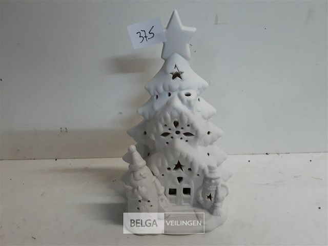 1 x verlicht kersthuis 14x10x24 cm werkt op batterijen - afbeelding 2 van  3