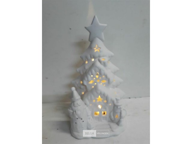 1 x verlicht kersthuis 14x10x24 cm werkt op batterijen - afbeelding 3 van  3