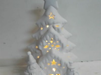 1 x verlicht kersthuis 14x10x24 cm werkt op batterijen - afbeelding 3 van  3