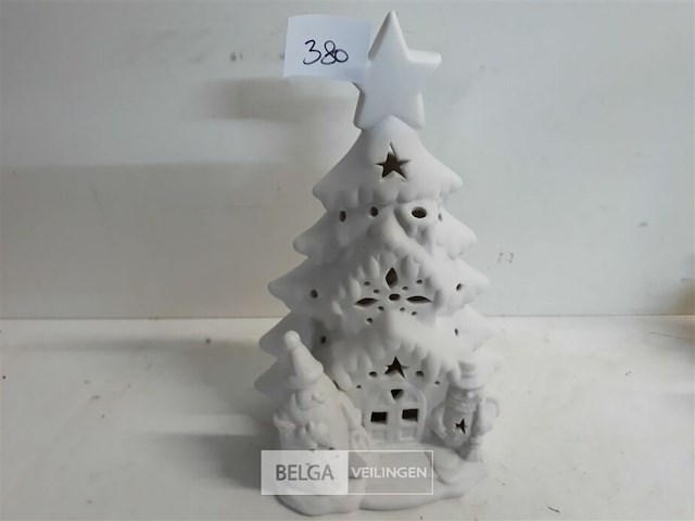 1 x verlicht kersthuis 14x10x24 cm werkt op batterijen - afbeelding 2 van  3