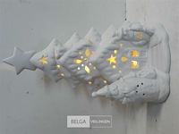 1 x verlicht kersthuis 14x10x24 cm werkt op batterijen - afbeelding 3 van  3