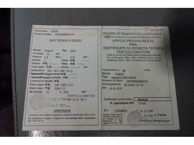 1 x vespa piaggio ape c801m - afbeelding 7 van  18