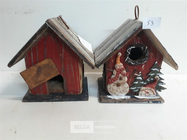 1 x vogelhuisje hout kerstmotief - afbeelding 3 van  3