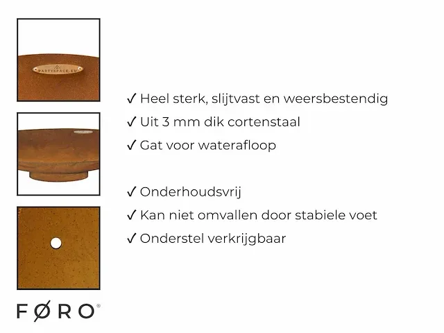 1 x vuurschaal ø 90 cm - cortenstaal - inclusief onderstel - afbeelding 6 van  8