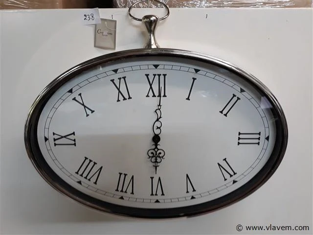 1 x wandklok ovaal - afbeelding 1 van  2