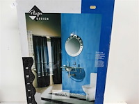 1 x wasbak inox glazen blad chrome sifon - afbeelding 2 van  3