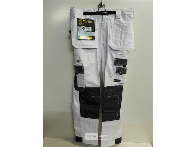 1 x werkbroek wit/zwart wolf line 44 - afbeelding 2 van  3
