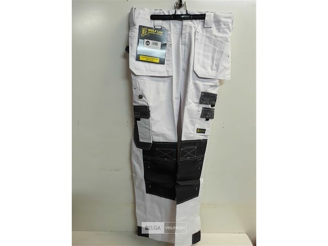 1 x werkbroek wit/zwart wolf line 44 - afbeelding 2 van  3