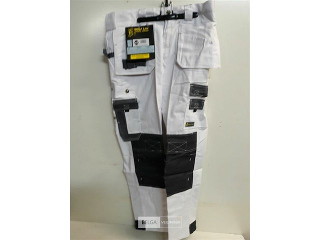 1 x werkbroek wit/zwart wolf line 48 - afbeelding 1 van  3