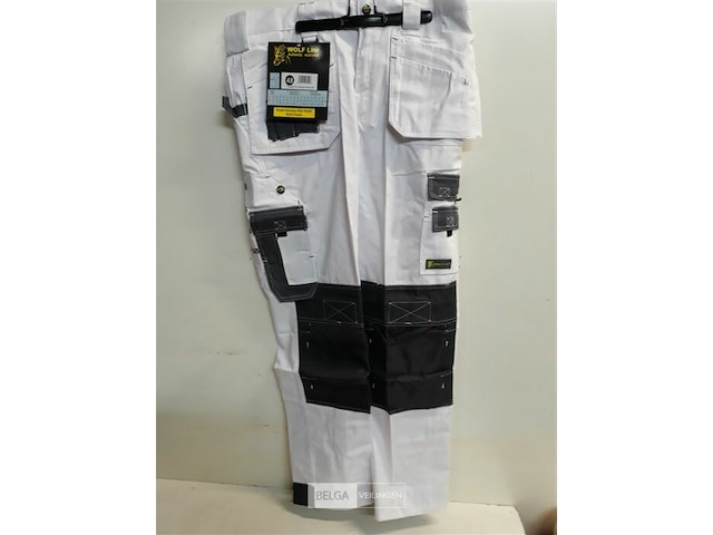 1 x werkbroek wit/zwart wolf line 48 - afbeelding 2 van  3