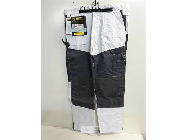 1 x werkbroek wit/zwart wolf line 50 - afbeelding 2 van  3
