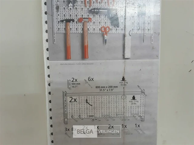 1 x werktuig ophangbord 2 ophangrails + 2 platen + houders - afbeelding 3 van  3