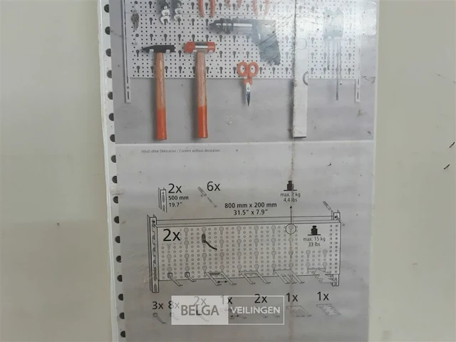 1 x werktuig ophangbord 2 ophangrails + 2 platen + houders - afbeelding 3 van  3