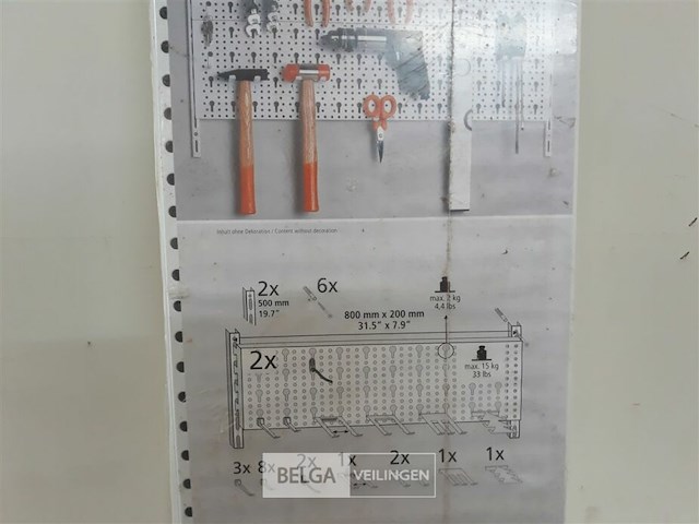 1 x werktuig ophangbord 2 ophangrails + 2 platen + houders - afbeelding 3 van  3