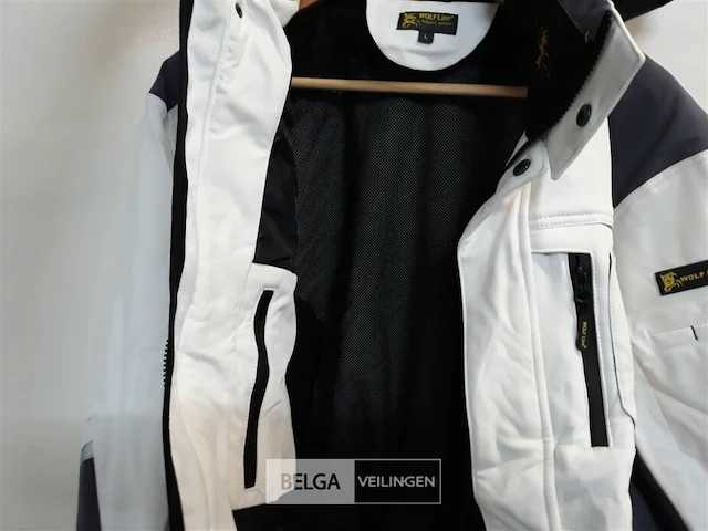 1 x winterjas wit/grijs + kap wolf line l - afbeelding 3 van  3