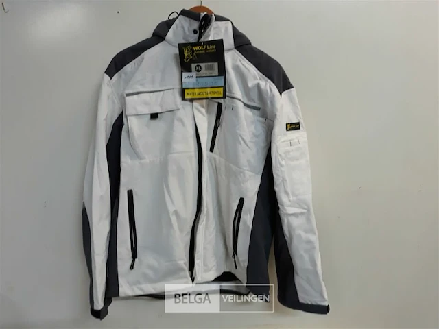 1 x winterjas wit/grijs + kap wolf line xl - afbeelding 1 van  3